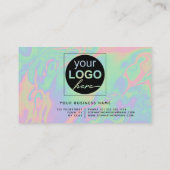 Modern Faux Holographic Pastel Script | Uw Logo Kortingskaartje (Achterkant)