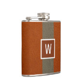 Modern Faux Leather Monogram Oranje Heupfles (Rechts)