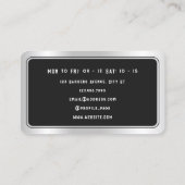 Modern faux metallic lijst donkergrijze kapper visitekaartje (Achterkant)