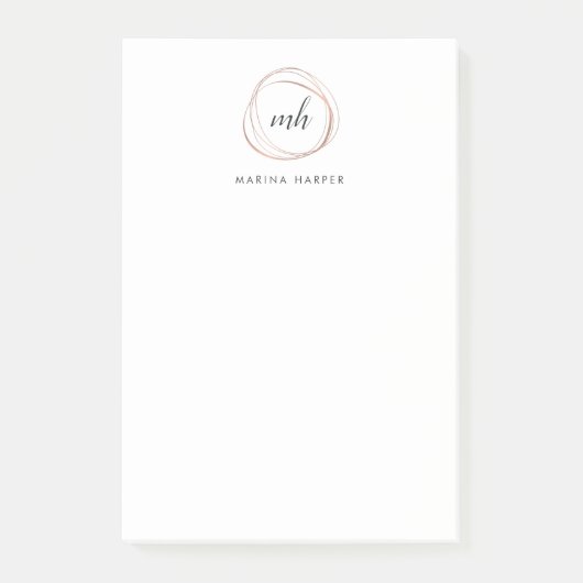 Modern Faux Roos Gold Abstracte Logo Post-it® Notes (Voorkant)