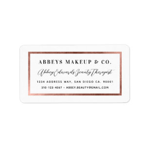 Modern Faux Roos Gold Border Business Label