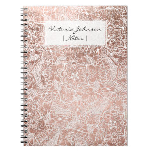 Modern faux roos gold floral mandala illustratie notitieboek