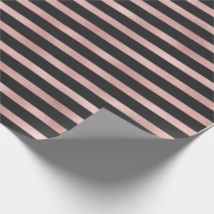 Modern Faux Roos Gold Foil & Black Stripes Cadeaupapier