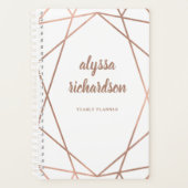 Modern Faux Roos Gold Geometric op White Planner (Voorkant)