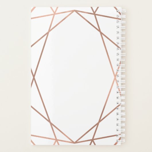 Modern Faux Roos Gold Geometric op White Planner (Achterkant)