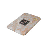 Modern Faux Roos Gold Marble Swirl Monogram Badmat (Gekanteld)