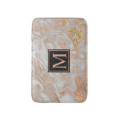 Modern Faux Roos Gold Marble Swirl Monogram Badmat (Voorkant Verticaal)