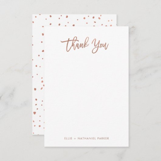 Modern Faux Roos Gold Script Bedankkaart (Voorkant / Achterkant)