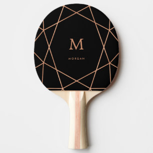 Modern Faux Roos Goud Geometrisch met Monogram Tafeltennisbatje