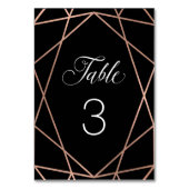 Modern Faux Roos Goud Geometrisch op Zwart Kaart (Achterkant)