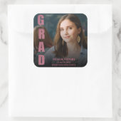 Modern Faux Roos Goud Vet Foto Afstuderen Vierkante Sticker (Tas)