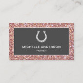 Modern Faux Roos Gouden Glitter Hoefijzer Farrier Visitekaartje (Voorkant)