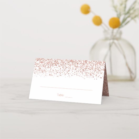 Modern Faux Roos Gouden Glitter Wedding Gevouwen (Voorkant)