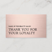 Modern Faux Rose Gold Black Bold Beauty Klantenkaartje (Voorkant)