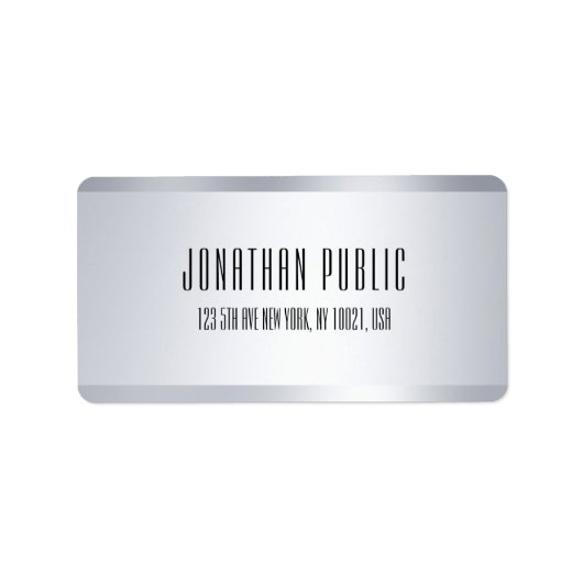 Modern Faux Silver Elegant Minimalist Sjabloon Etiket (Voorkant)
