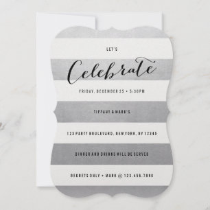 Modern Faux Silver Foil Party Invitation Kaart