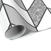Modern Faux Silver Glitter Herringbone Chevron Cadeaupapier (Rol Hoek)