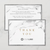 Modern faux Silver Marble luxe business bedankt (Voorkant / Achterkant)