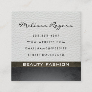 Modern faux wit leer met chique textuur vierkante visitekaartje