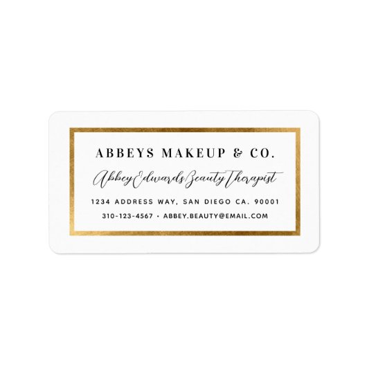 Modern Faux Yellow Gold Border Business Label (Voorkant)