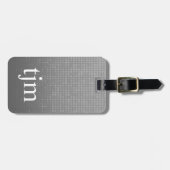 Modern Faux Zilver Zwart Vet Monogram Bagagelabel (Voorkant horizontaal)