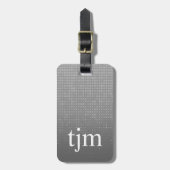 Modern Faux Zilver Zwart Vet Monogram Bagagelabel (Voorkant verticaal)