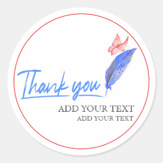 Modern Feather & Butterfly Small Business Thank Yo Ronde Sticker