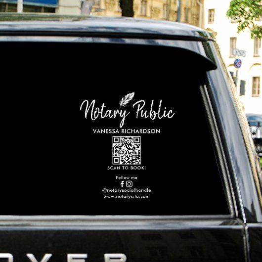 Modern Feather Volg me Notaris Marketing QR Code Raamsticker