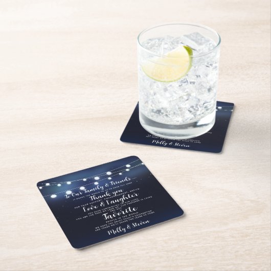 Modern feest / bruiloft Dank u Vierkante Kartonnen Onderzetter (Insitu)