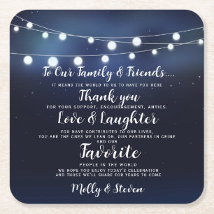 Modern feest / bruiloft Dank u Vierkante Kartonnen Onderzetter