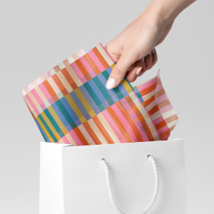 Modern feestelijk Sinaasappel, roze, blauw & groen Tissuepapier