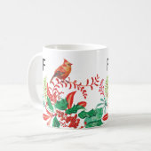 Modern Female Cardinal Holly Custom Monogram Mug (Devant gauche)