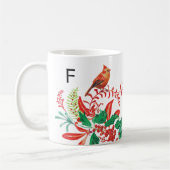 Modern Female Cardinal Holly Custom Monogram Mug (Gauche)