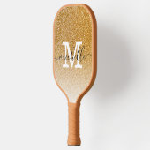 Modern Feminine Girly Gold Glitter Monogram Naam Pickleball Paddle (Links)