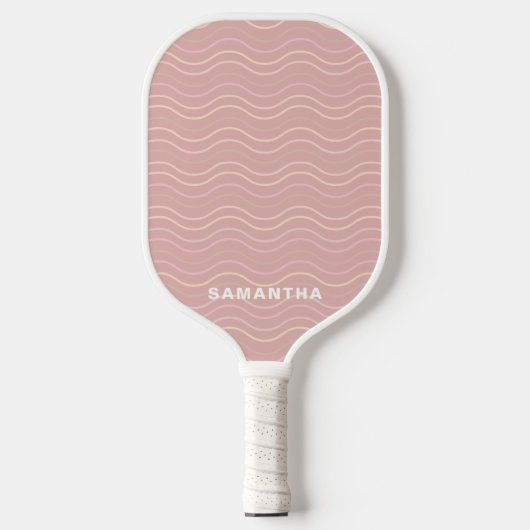 Modern Feminine Girly Pink Custom Name Geometric Pickleball Paddle (Voorkant)