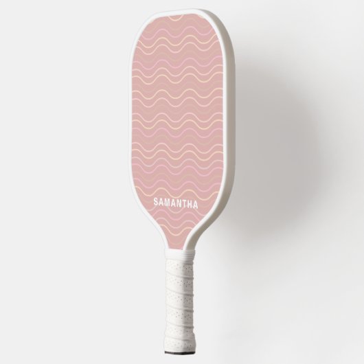 Modern Feminine Girly Pink Custom Name Geometric Pickleball Paddle (Links)