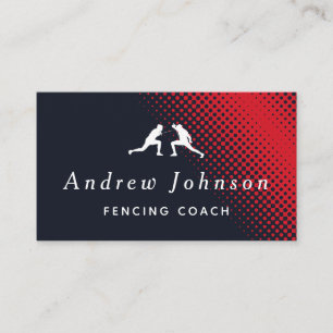 Modern Fencing Coach Instructor Fencer Red & Black Visitekaartje