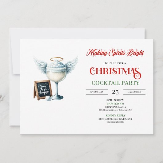 Modern Festive Christmas Cocktails Party Invite Kaart (Voorkant)