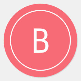 Modern Festive Red Monogram Christmas Envelope Ronde Sticker