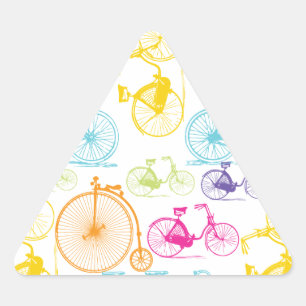 modern fietspatroon, helder kleurneonpatroon driehoek sticker