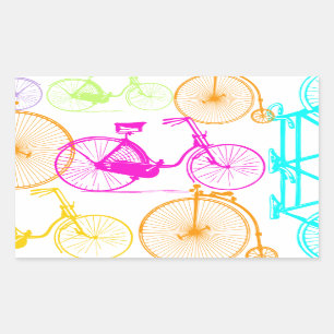 modern fietspatroon, helder kleurneonpatroon rechthoekige sticker