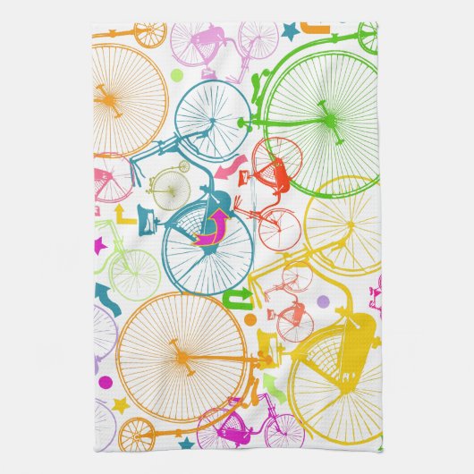 modern fietspatroon, helder kleurneonpatroon theedoek (Verticaal)