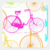 modern fietspatroon, helder kleurneonpatroon vierkante sticker (Voorkant)