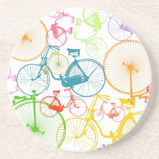 modern fietspatroon, helder kleurneonpatroon zandsteen onderzetter (Voorkant)