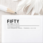 Modern Fifty and Fabulous Bold 50th Birthday Party Etiket (Insitu)