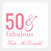Modern Fifty and Fabulous Bold 50th Birthday Party Vierkante Sticker (Voorkant)