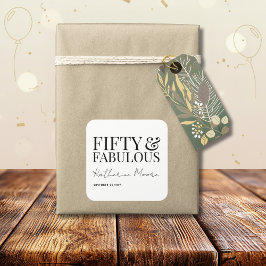 Modern Fifty and Fabulous Bold 50th Birthday Party Vierkante Sticker
