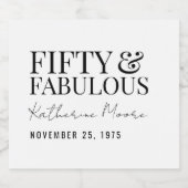 Modern Fifty and Fabulous Bold 50th Birthday Sparkling Wijnetiket (Enkel label)