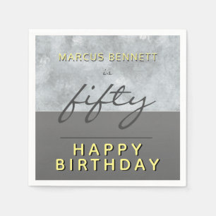 Modern Fifty Grey Script 50ste verjaardagsfeestje Servet