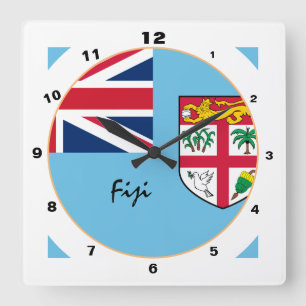 Modern Fiji-design, Fijian Flag trendy Home Vierkante Klok